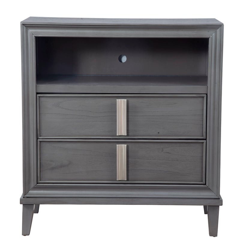 Alpine Furniture Lorraine 35.5 in. W Wood 2 Drawer TV Media Chest in Dark Gray