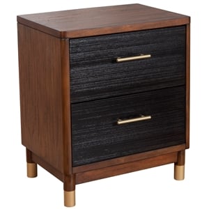 alpine furniture belham 2 drawer wood nightstand in dark walnut (brown)