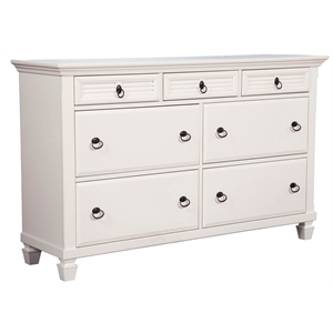 alpine furniture winchester 7 drawer wood dresser in white