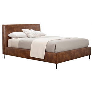 Sophia Queen Faux Leather Upholstered Platform Bed in Brown