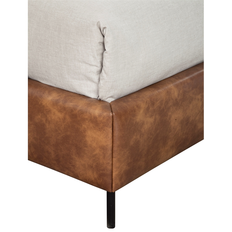 Sophia California King Faux Leather Upholstered Platform Bed in Brown