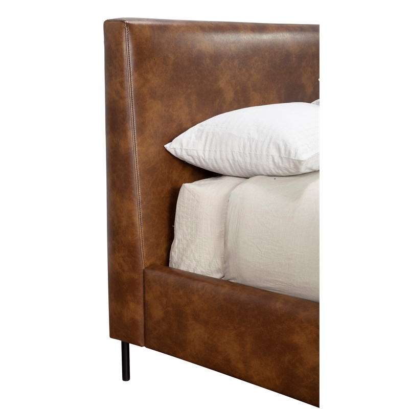 Sophia Full Faux Leather Upholstered Platform Bed in Brown