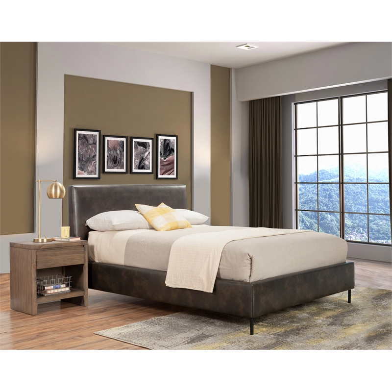 Sophia Standard King Upholstered Platform Bed in Gray
