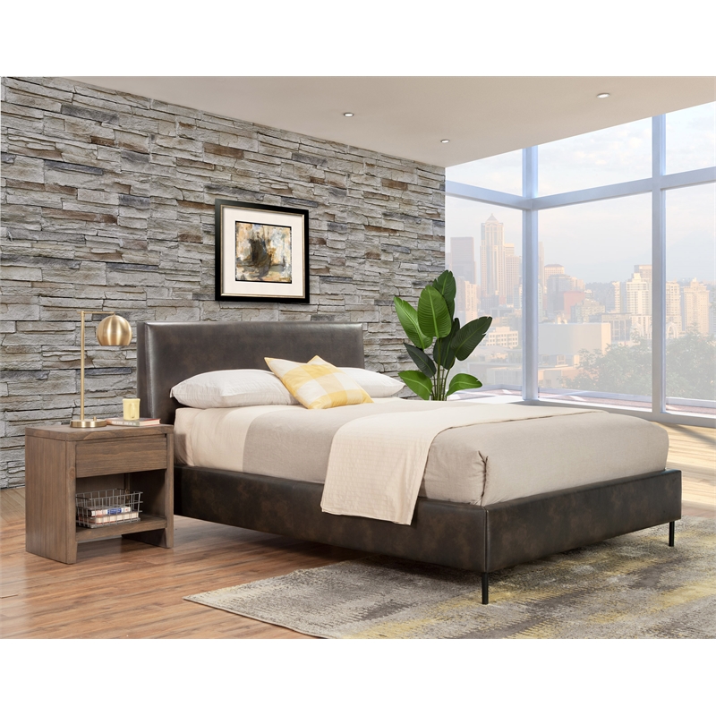 Sophia Standard King Upholstered Platform Bed in Gray