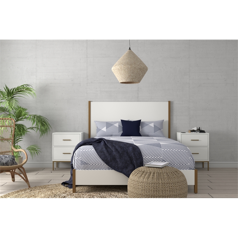 Alpine Furniture Madelyn California King Wood Panel Bed in White