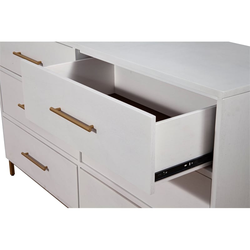 Alpine Furniture Madelyn Six Drawer Wood Dresser in White