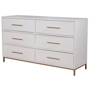 alpine furniture madelyn six drawer wood dresser in white