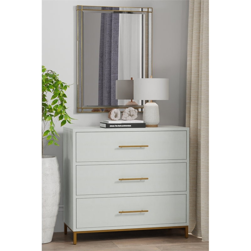 Alpine Furniture Madelyn Three Drawer Wood Small Chest in White
