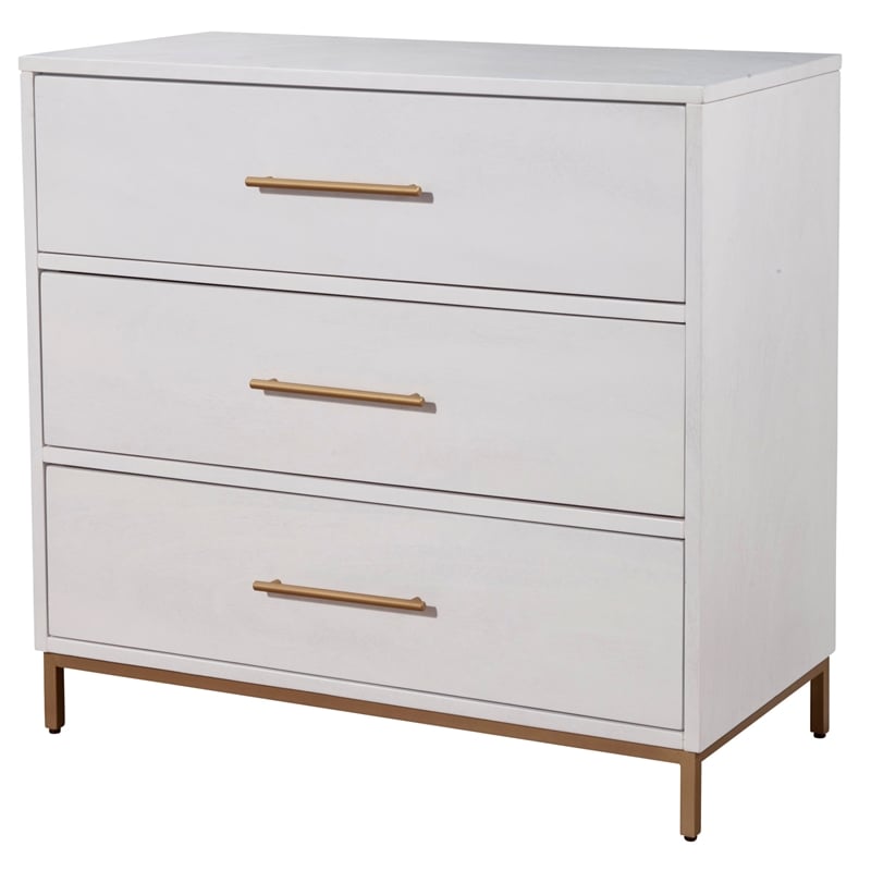 Alpine Furniture Madelyn Three Drawer Wood Small Chest in White