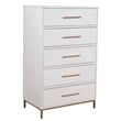 Alpine Furniture Madelyn Five Drawer Wood Chest in White
