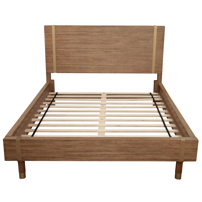 Alpine Furniture Queen Wood Platform Bed in Sand (Beige)
