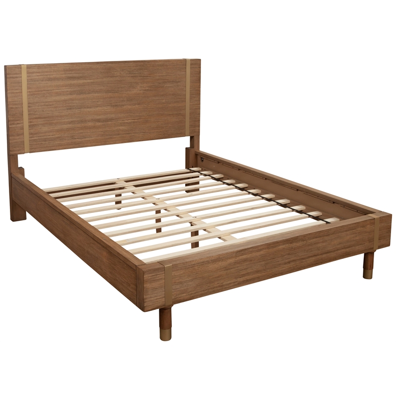 Alpine Furniture Queen Wood Platform Bed in Sand (Beige)
