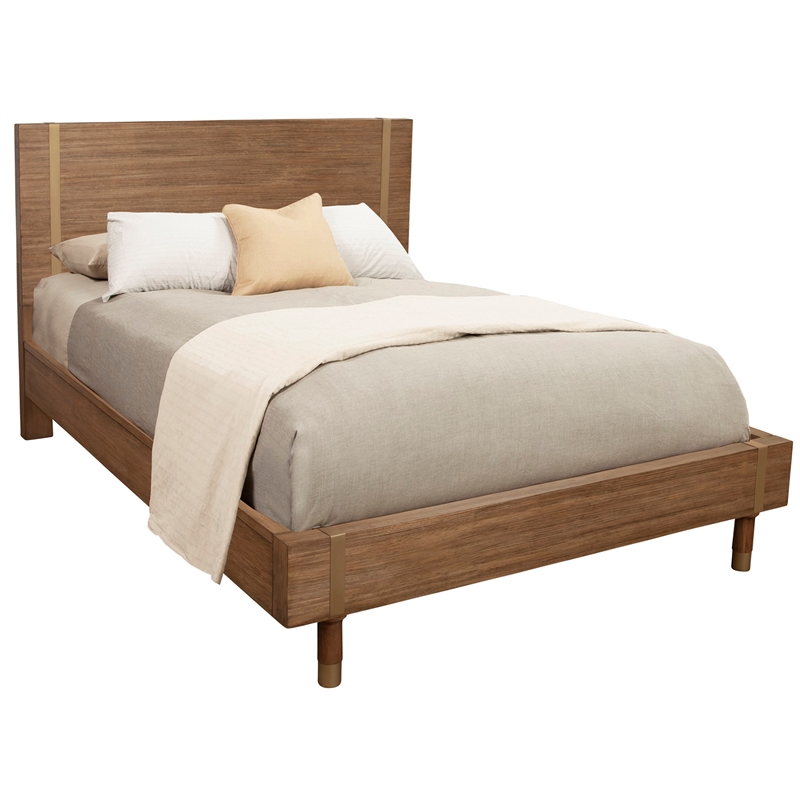 Alpine Furniture Eaton Full Size Wood Platform Bed in Sand (Beige)