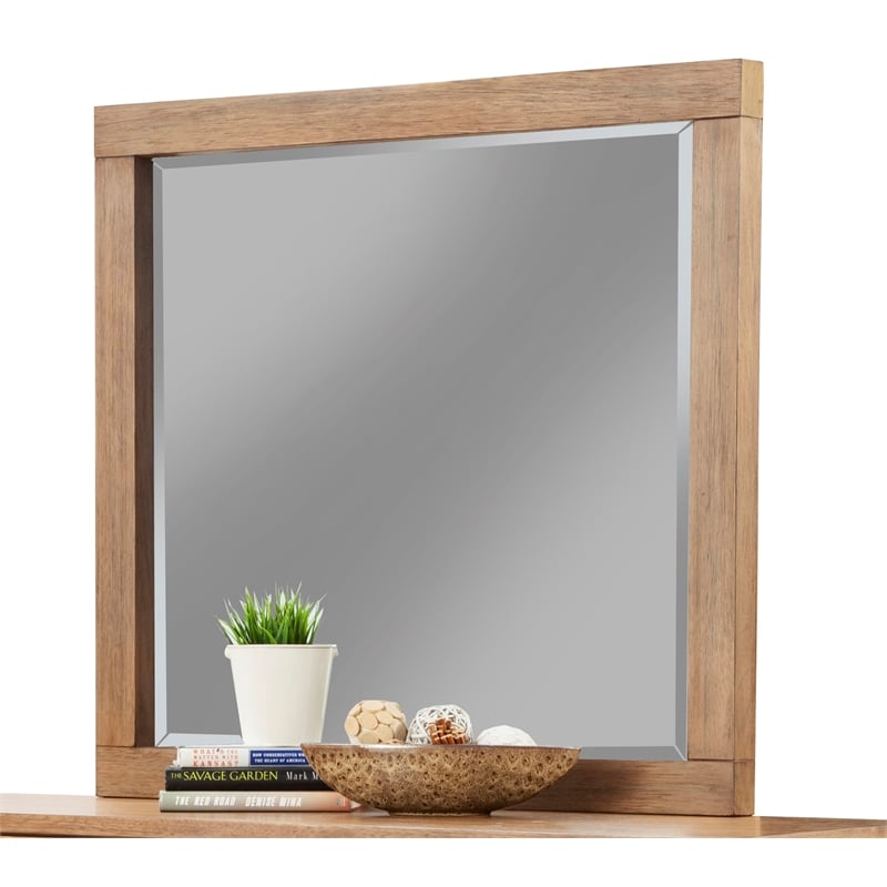 Alpine Furniture Easton Wood Dresser Mirror in Sand (Beige)