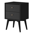 Alpine Furniture Flynn Mid Century Modern Wood 2 Drawer Nightstand in Black