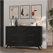 Alpine Furniture Flynn Mid Century Modern Wood 7 Drawer Dresser in Black
