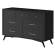 Alpine Furniture Flynn Mid Century Modern Wood 7 Drawer Dresser in Black