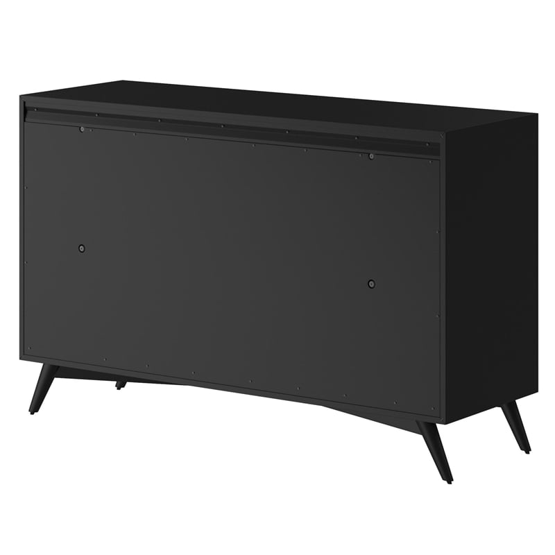 Alpine Furniture Flynn Mid Century Modern Wood 7 Drawer Dresser in Black