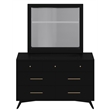 Alpine Furniture Flynn Mid Century Modern Wood 7 Drawer Dresser in Black