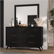Alpine Furniture Flynn Mid Century Modern Wood 7 Drawer Dresser in Black