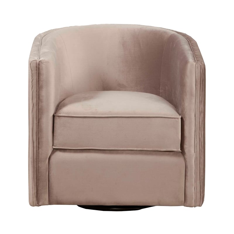 Maison Upholstered Swivel Arm Chair in Light Gray