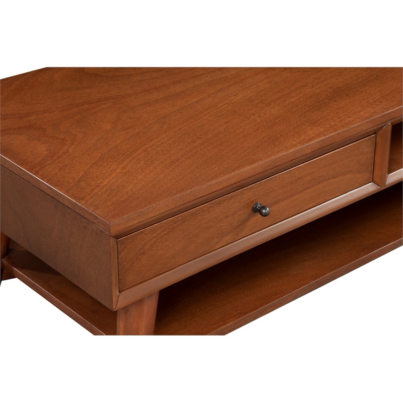 Alpine Furniture Flynn Wood 1 Drawer Coffee Table in Acorn (Brown)
