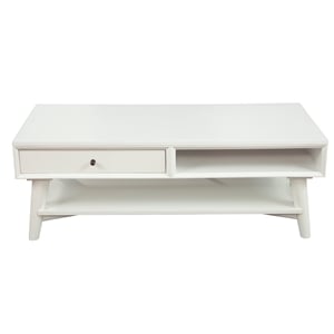 Alpine Furniture Flynn Wood 1 Drawer Coffee Table in White