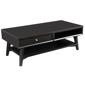 alpine furniture flynn wood 1 drawer coffee table in black