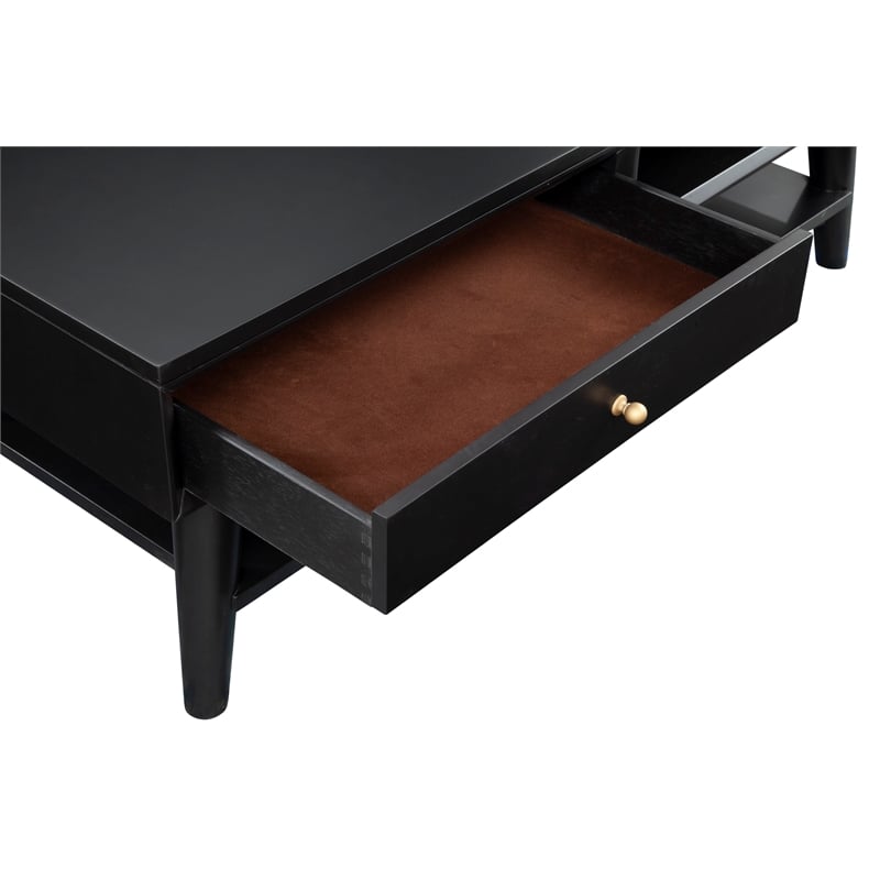 Alpine Furniture Flynn Wood 1 Drawer Coffee Table in Black
