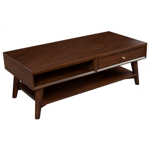 alpine furniture flynn wood 1 drawer coffee table in walnut