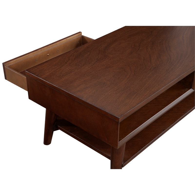 Alpine Furniture Flynn Wood 1 Drawer Coffee Table in Walnut