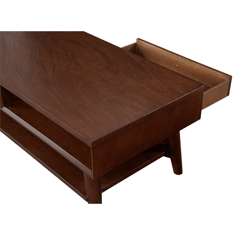 Alpine Furniture Flynn Wood 1 Drawer Coffee Table in Walnut