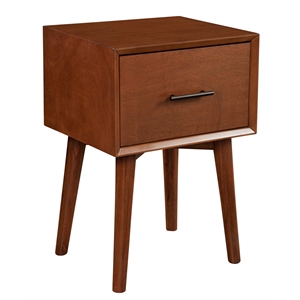 alpine furniture flynn wood 1 drawer end table in acorn (brown)