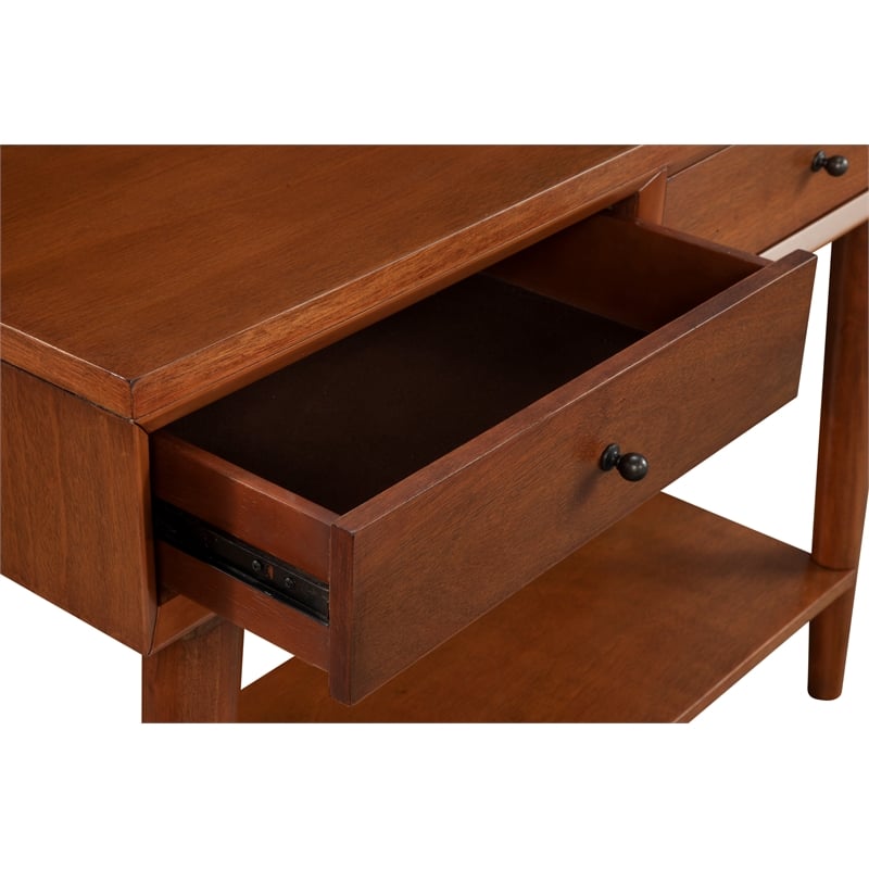 Alpine Furniture Flynn Wood Console Table with 2 Drawers in Acorn (Brown)
