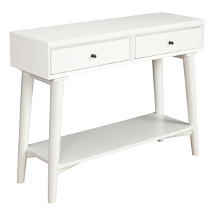 alpine furniture flynn wood console table with 2 drawers in white