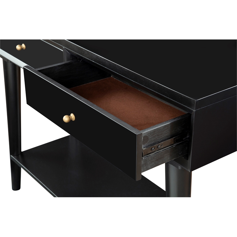 Alpine Furniture Flynn Wood Console Table with 2 Drawers in Black