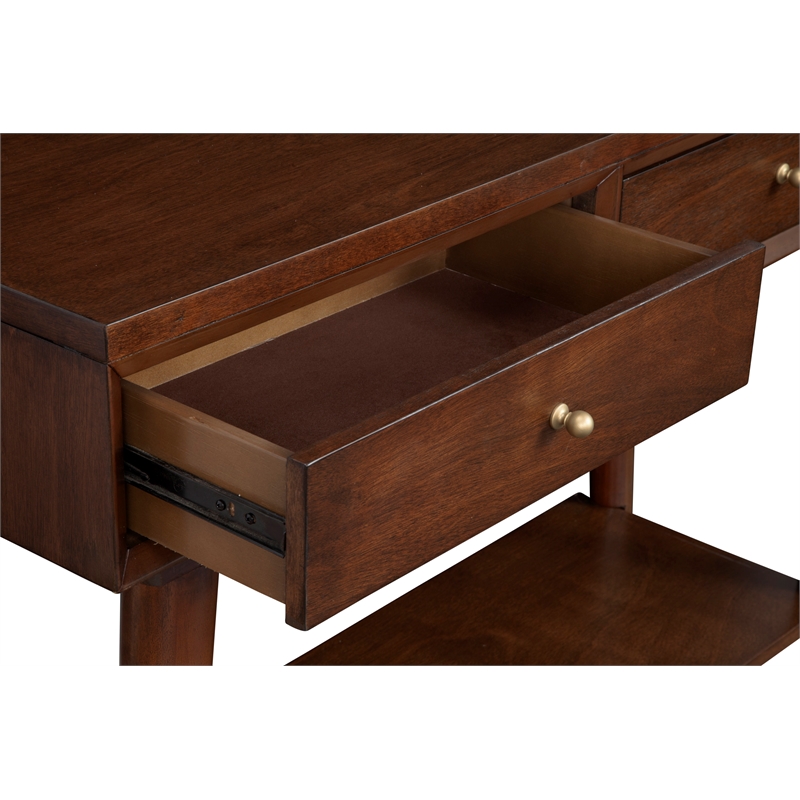 Alpine Furniture Flynn Wood Console Table with 2 Drawers in Walnut