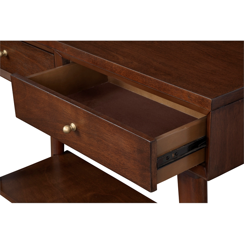 Alpine Furniture Flynn Wood Console Table with 2 Drawers in Walnut