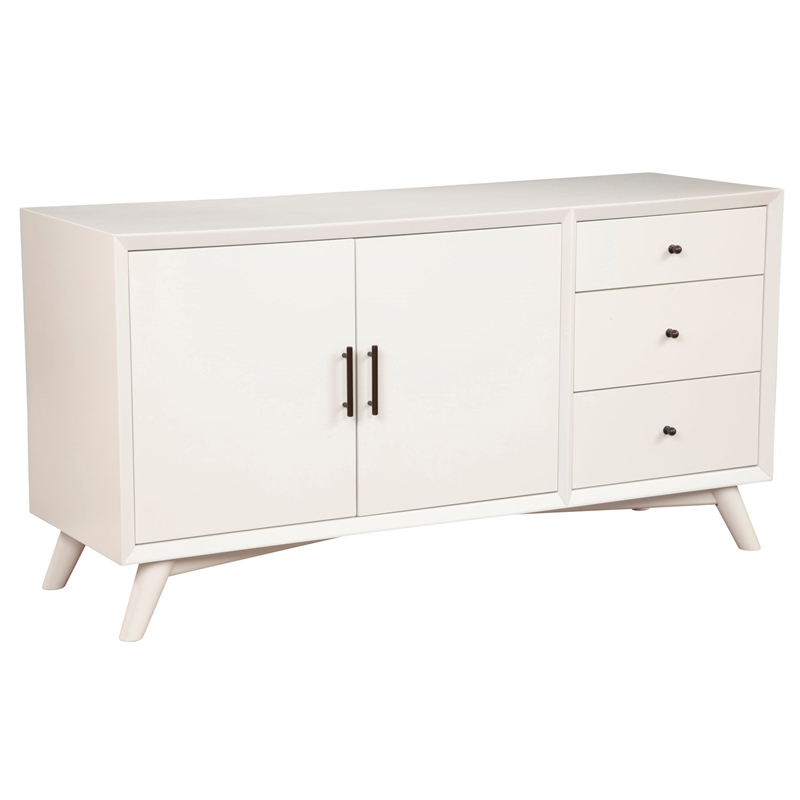 Alpine Furniture Flynn Wood 3 Drawer Sideboard in White