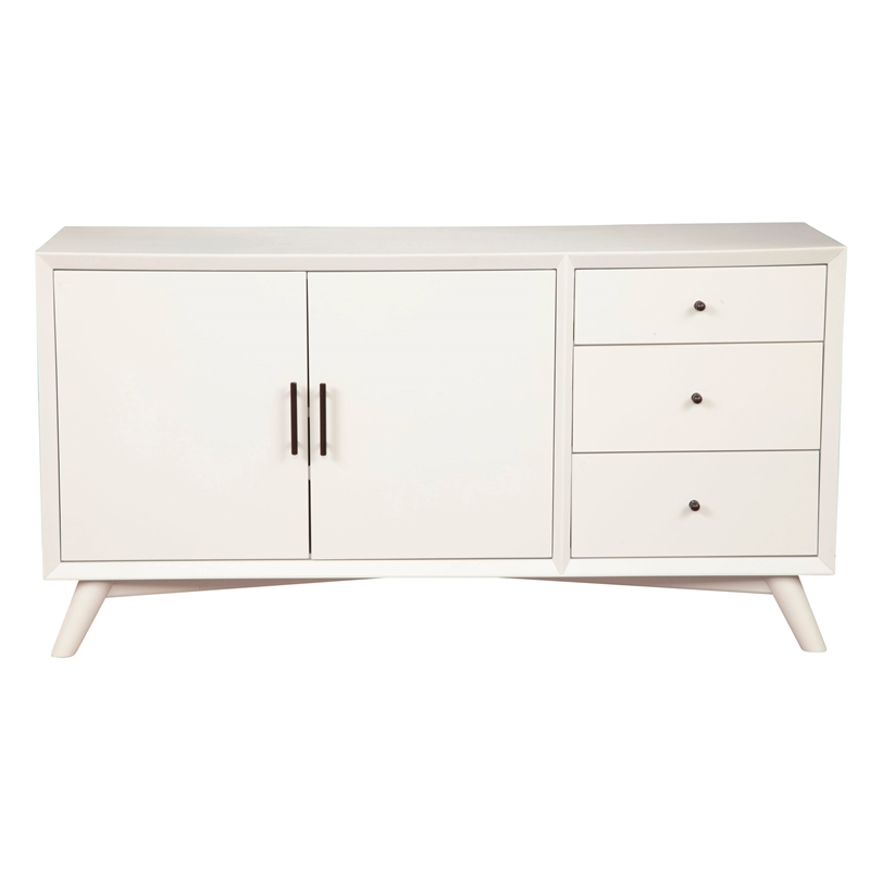 Alpine Furniture Flynn Wood 3 Drawer Sideboard in White