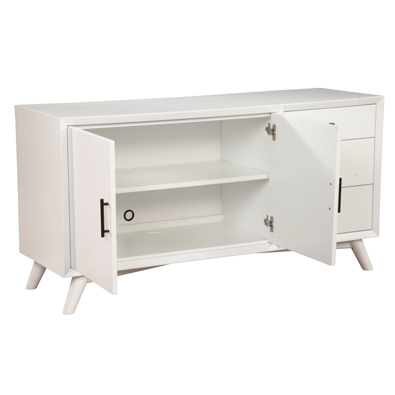 Alpine Furniture Flynn Wood 3 Drawer Sideboard in White