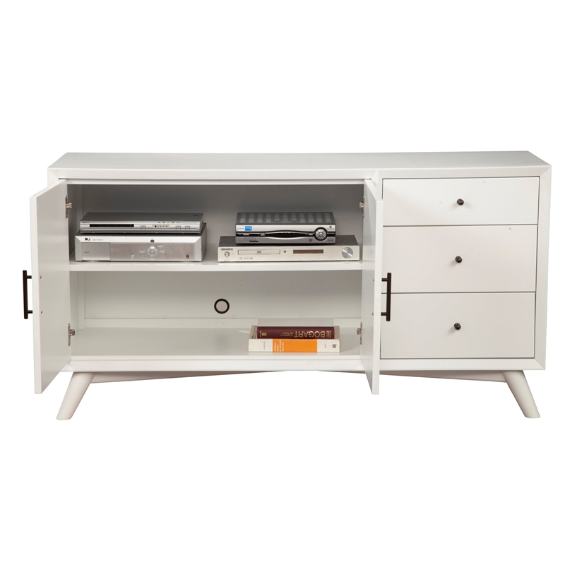 Alpine Furniture Flynn Wood 3 Drawer Sideboard in White