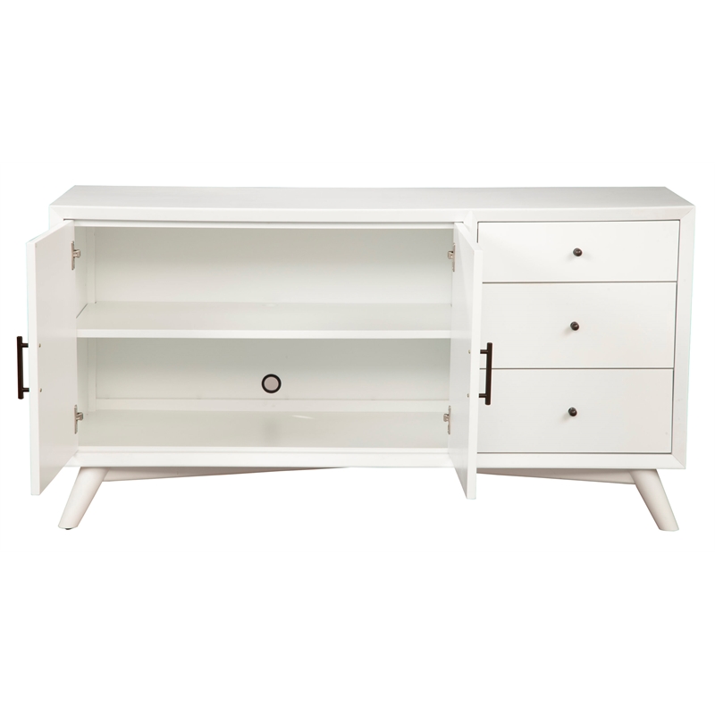 Alpine Furniture Flynn Wood 3 Drawer Sideboard in White