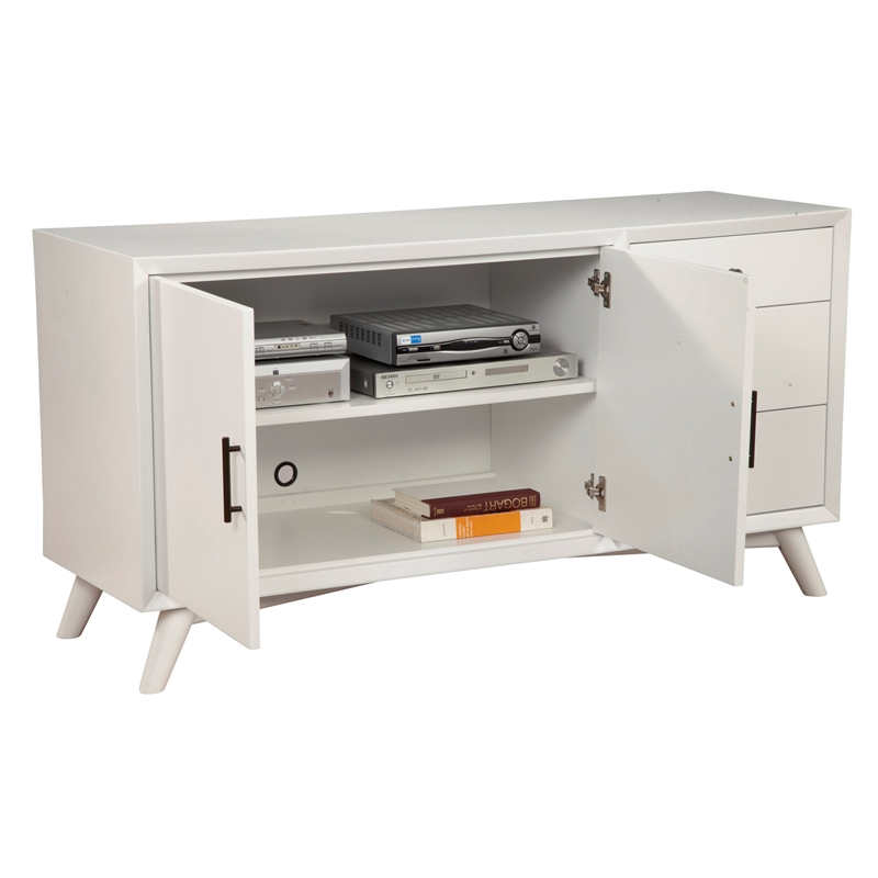 Alpine Furniture Flynn Wood 3 Drawer Sideboard in White