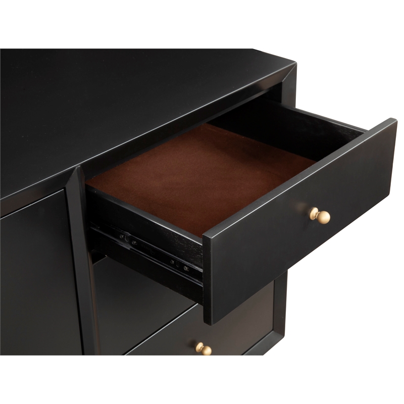 Alpine Furniture Flynn Wood 3 Drawer Sideboard in Black