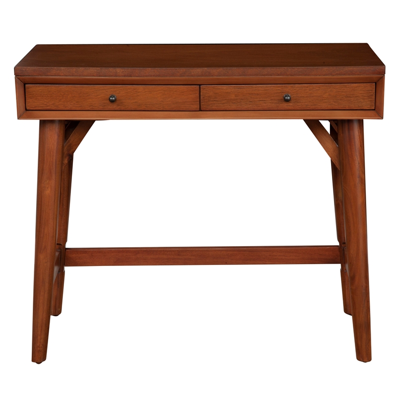 Alpine Furniture Flynn Wood 2 Drawer Desk in Acorn (Brown)