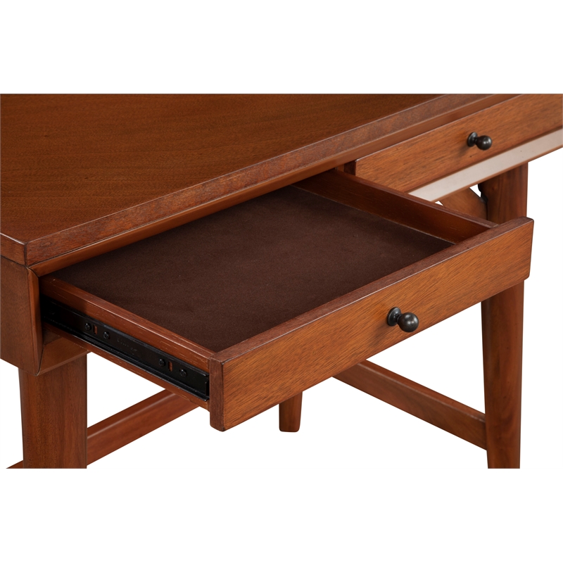 Alpine Furniture Flynn Wood 2 Drawer Desk in Acorn (Brown)