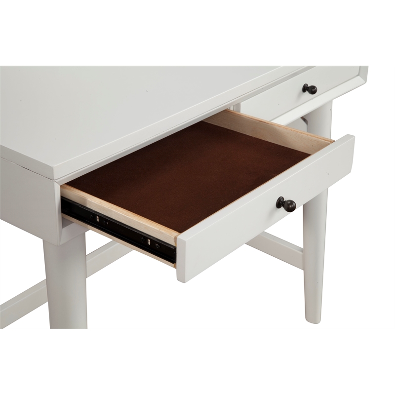 Alpine Furniture Flynn Wood 2 Drawer Desk in White