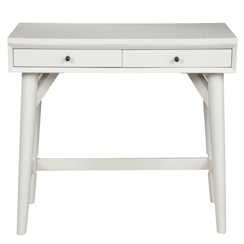Alpine Furniture Flynn Wood 2 Drawer Desk in White