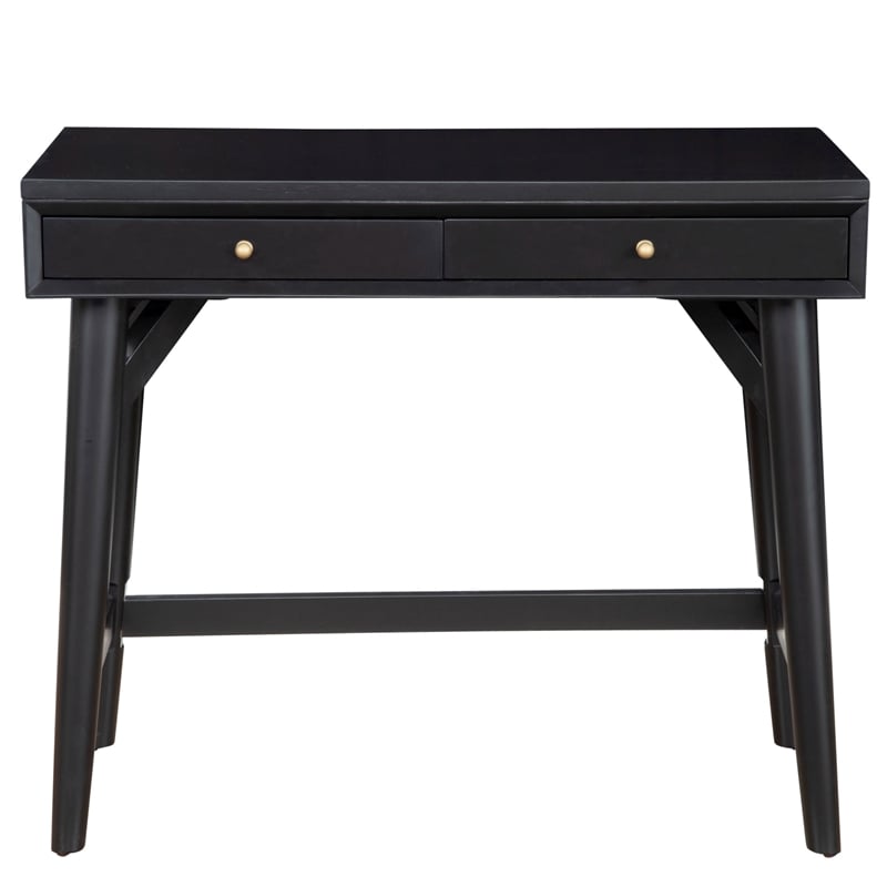 Alpine Furniture Flynn Wood 2 Drawer Desk in Black